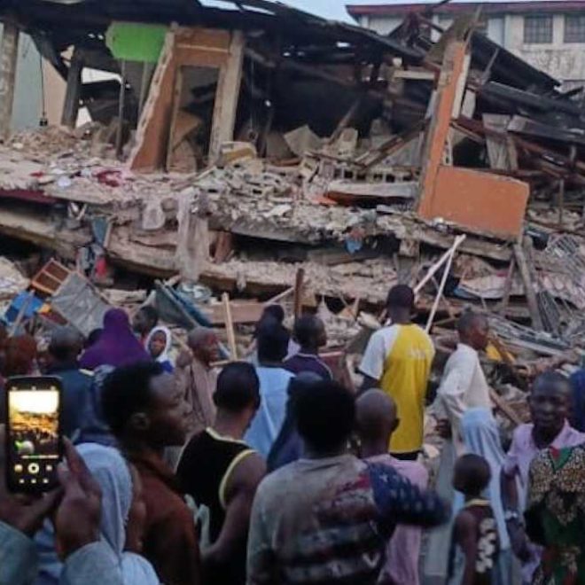 JUST IN: Many trapped, 15 rescued as two-storey building collapses in Lagos