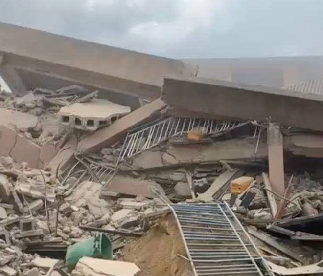 JUST IN: Students, teachers escape death as four-storey school building collapses in Lagos